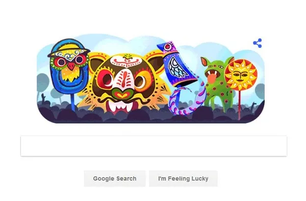 গুগল ডুডলে লোকজ মুখোশে মঙ্গল শোভাযাত্রা