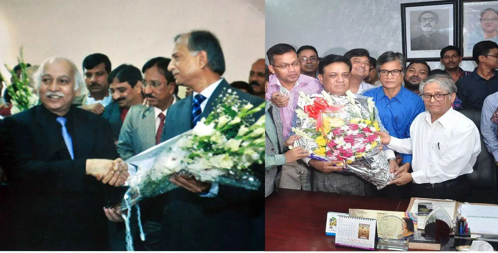 ভিসির দায়িত্ব গ্রহণ অনুষ্ঠানে উপস্থিত ব্যক্তিরা ফুলেল শুভেচ্ছা জানাচ্ছেন. Channel i News - চ্যানেল আই নিউজ