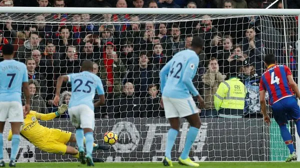 Manchester City player scores a goal against Crystal Palace in a football match. Channel i News - চ্যানেল আই নিউজ