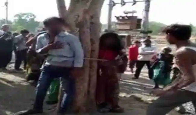 ভারত-গাছে বেঁধে মারধর