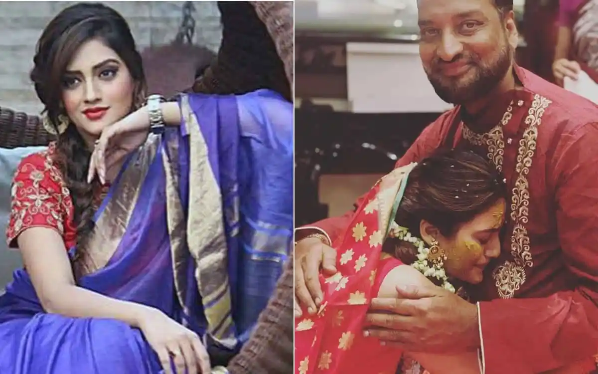 গায়ে হলুদে নুসরাতের চোখে জল