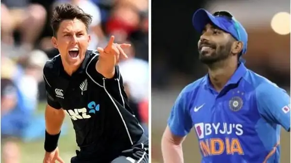 নিউজিল্যান্ডের ক্রিকেটার কেটি অ্যান্ডারসন উদযাপন করছেন, ভারতের ক্রিকেটার রোহিত শর্মা হাসছেন. Channel i News - চ্যানেল আই নিউজ