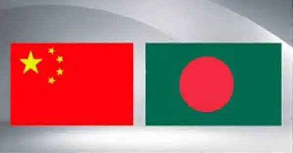 চীন ও বাংলাদেশের পতাকার ছবি, বন্ধুত্ব ও সহযোগিতার প্রতীক. Channel i News - চ্যানেল আই নিউজ