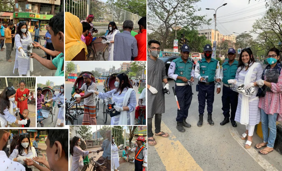করোনা সচেতনতায় রাস্তায় রাস্তায় সিঁথির মাস্ক বিতরণ