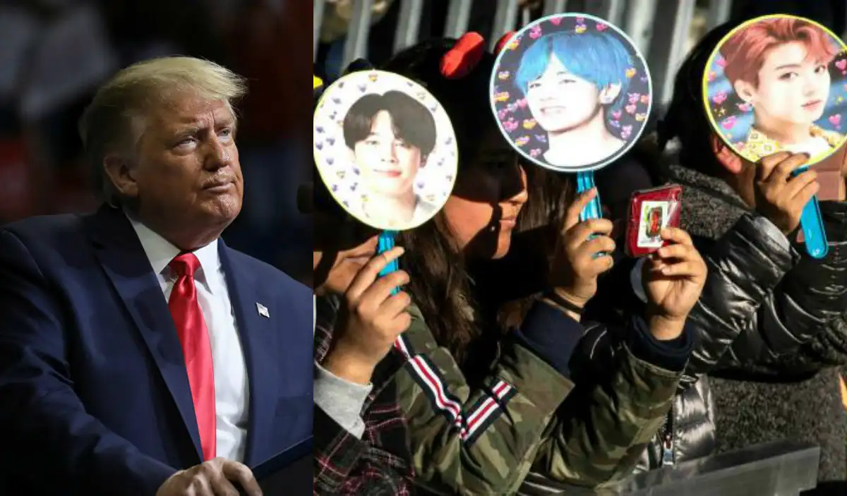 K-pop fans protest at a rally, holding fans with their favorite idols' pictures. Channel i News - চ্যানেল আই নিউজ