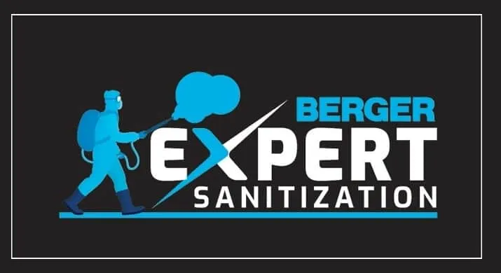 Berger Expert Sanitization logo with spray bottle and disinfectant cloud. Channel i News - চ্যানেল আই নিউজ