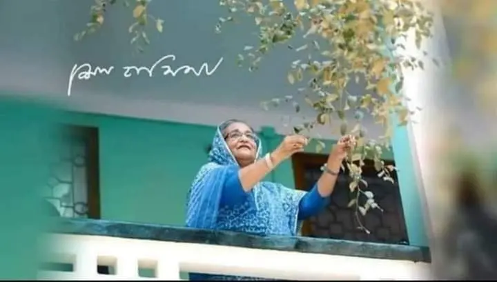প্রধানমন্ত্রী শেখ হাসিনা তার পরিবারের সঙ্গে গাছের পাতা সংগ্রহ করছেন. Channel i News - চ্যানেল আই নিউজ