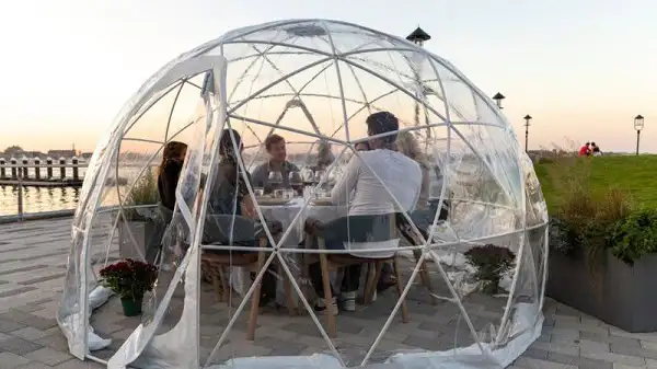 Bangladeshi restaurant with transparent dome for outdoor dining during winter. Channel i News - চ্যানেল আই নিউজ