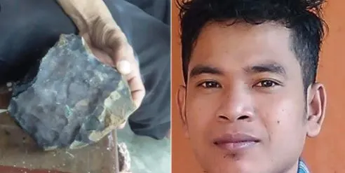 অভিযুক্তের কাছ থেকে উদ্ধার করা পাথর, তদন্তের জন্য সংগ্রহ. Channel i News - চ্যানেল আই নিউজ