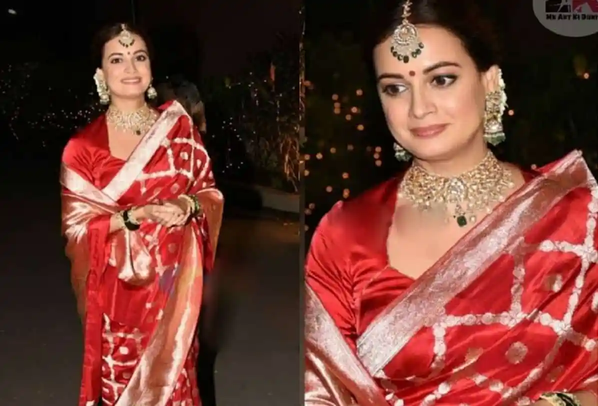 দিয়া মির্জার বিয়ের অনুষ্ঠানে সুন্দর লাল শাড়ি পরা নারী. Channel i News - চ্যানেল আই নিউজ