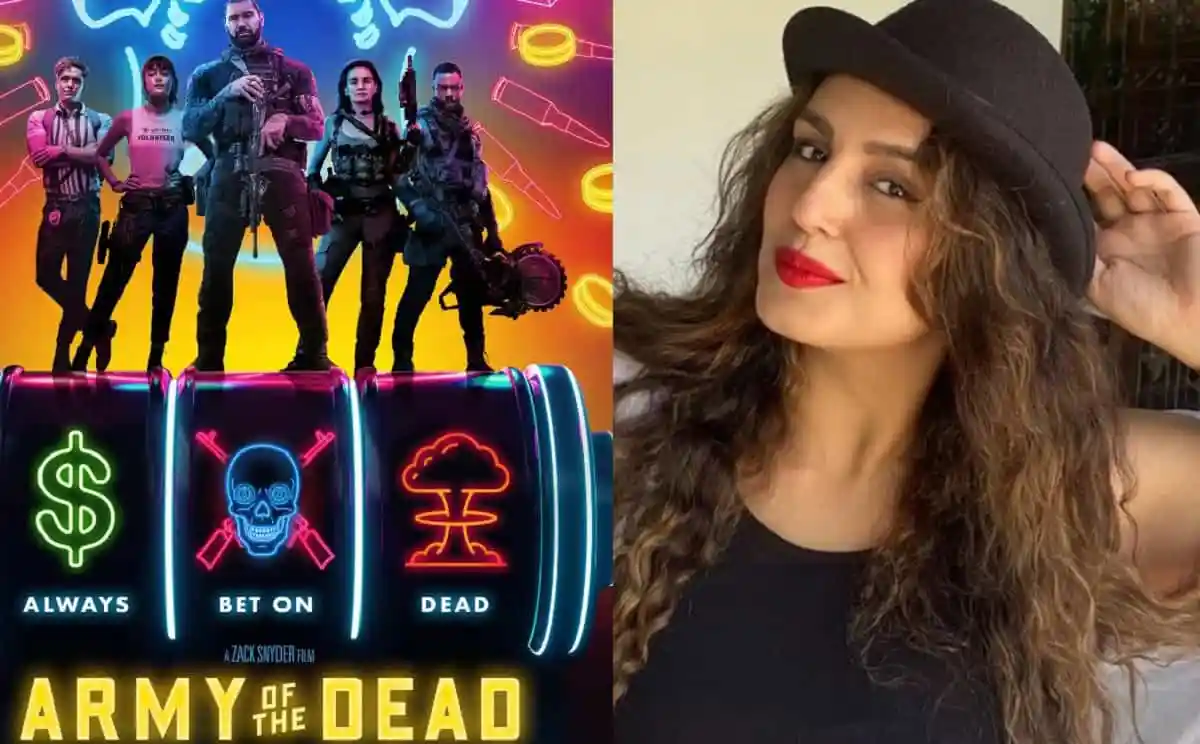Promotional poster for Army of the Dead Netflix series with neon graphics and characters. Channel i News - চ্যানেল আই নিউজ