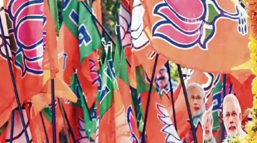 বিজেপি পতাকা ও নেতাদের সমাবেশের ছবি, ভারতের রাজনীতির গুরুত্বপূর্ণ মুহূর্ত. Channel i News - চ্যানেল আই নিউজ