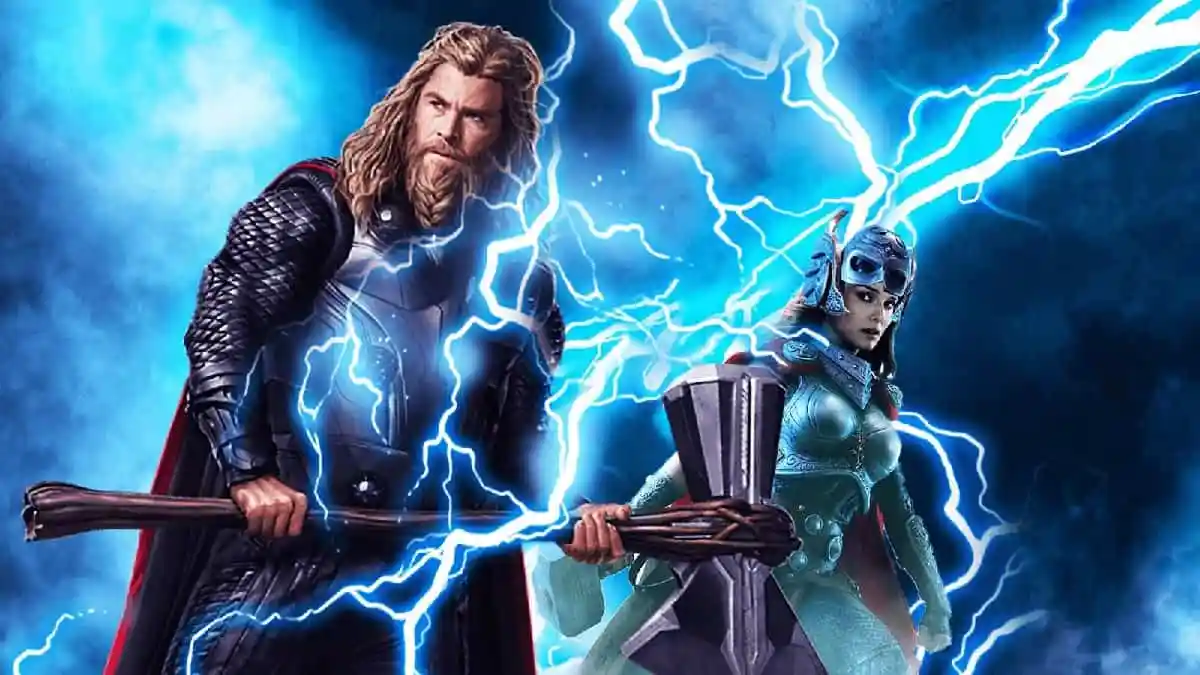 Thor and Lady Sif wielding lightning in a fantasy scene from a Marvel movie. Channel i News - চ্যানেল আই নিউজ