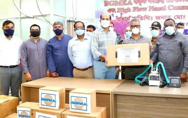 বিজিএমইএ’র ১৫টি নেসাল ক্যানোলা বিতরণ অনুষ্ঠানে উপস্থিত নেতৃবৃন্দ. Channel i News - চ্যানেল আই নিউজ