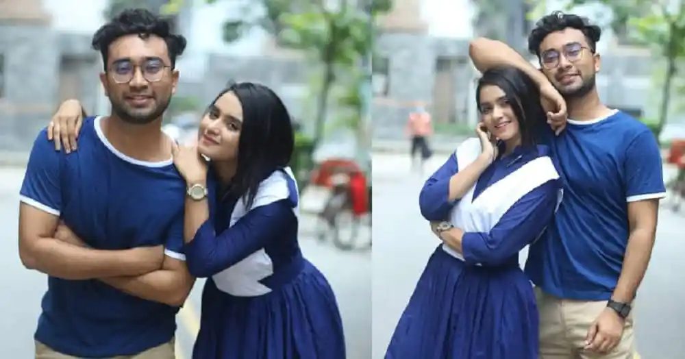 দুটি তরুণ প্রেমিক যুগল একসাথে হাসছে ও আলিঙ্গন করছে. Channel i News - চ্যানেল আই নিউজ