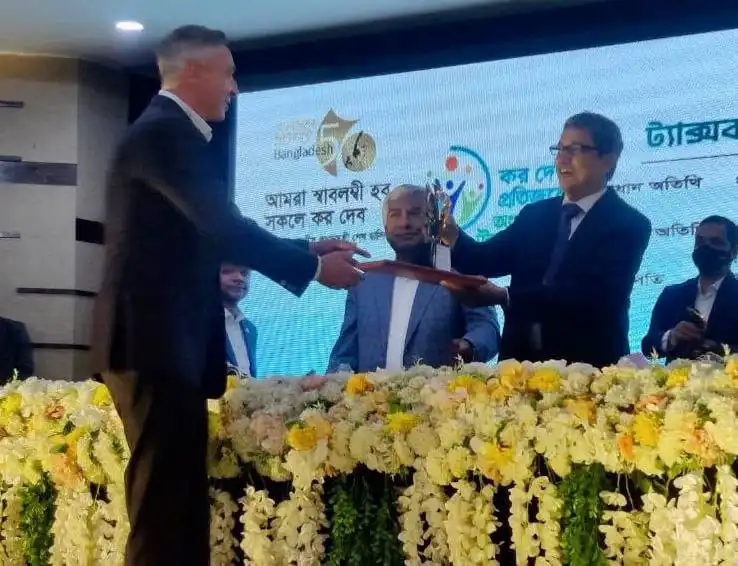 Grameenphone receives award for highest tax contribution for sixth consecutive year. Channel i News - চ্যানেল আই নিউজ