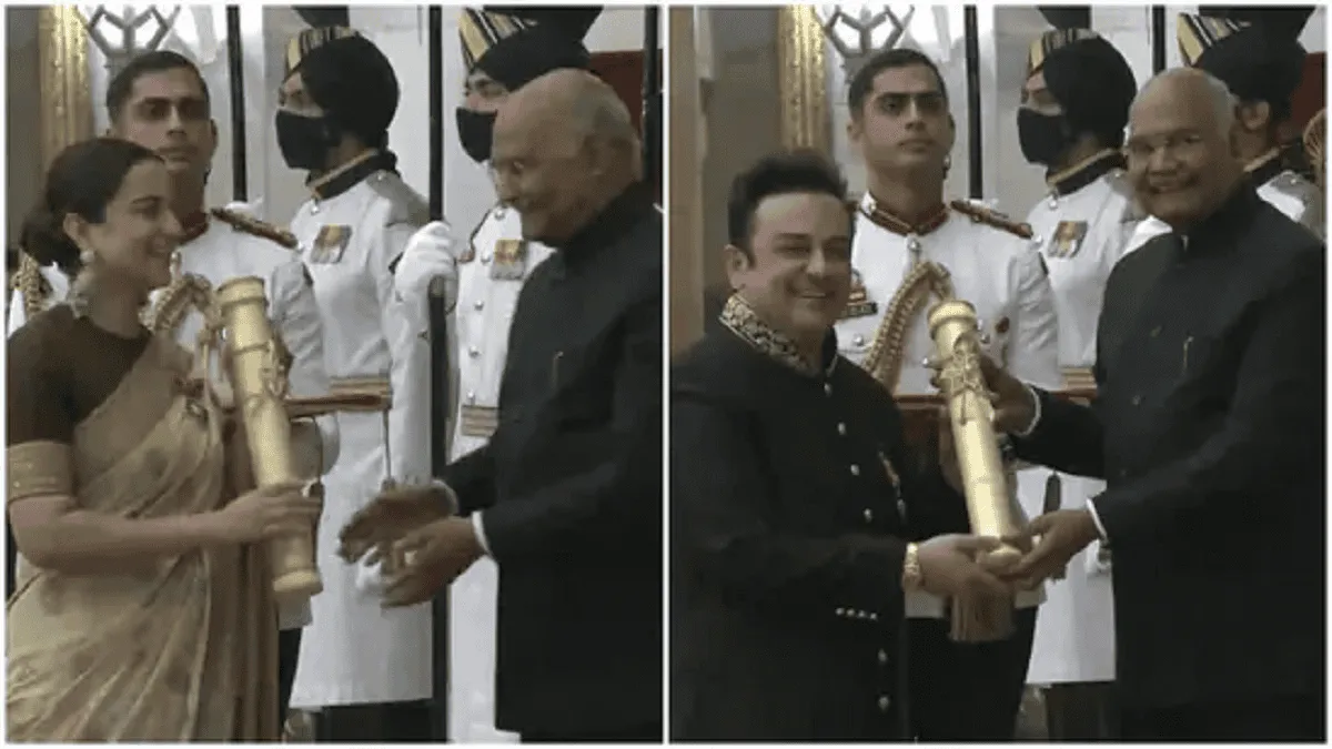 রাষ্ট্রপতির হাত থেকে পদ্মশ্রী পুরস্কার গ্রহণ করছেন কঙ্গনা ও আদনান সামি. Channel i News - চ্যানেল আই নিউজ