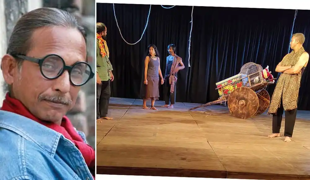 নাটকের দৃশ্য যেখানে চারজন অভিনেতা মঞ্চে অভিনয় করছেন. Channel i News - চ্যানেল আই নিউজ