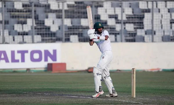 Cricketer batting during a match at Rishad's 99th game. Channel i News - চ্যানেল আই নিউজ