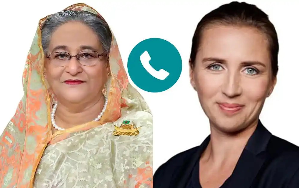 প্রধানমন্ত্রী শেখ হাসিনা ও ডেনমার্কের প্রধানমন্ত্রীর ফোন কলের ছবি. Channel i News - চ্যানেল আই নিউজ