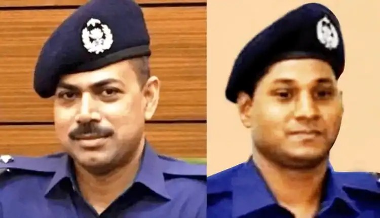 প্রদীপ ও লিয়াকত পুলিশ কর্মকর্তা, দুজনই পুলিশ ইউনিফর্মে. Channel i News - চ্যানেল আই নিউজ
