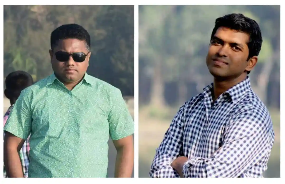 দুই ব্যক্তি outdoors, একজন sunglasses পরা, অন্যজন হাসিমুখে. Channel i News - চ্যানেল আই নিউজ