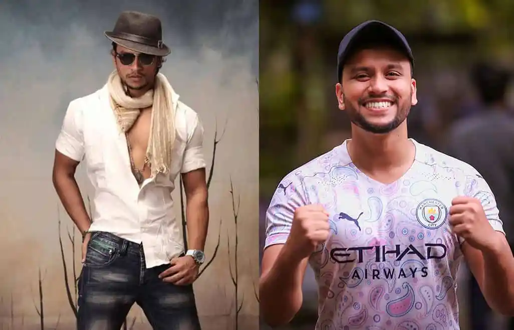 Fashionable man with sunglasses and scarf, smiling football player in Manchester City jersey. Channel i News - চ্যানেল আই নিউজ