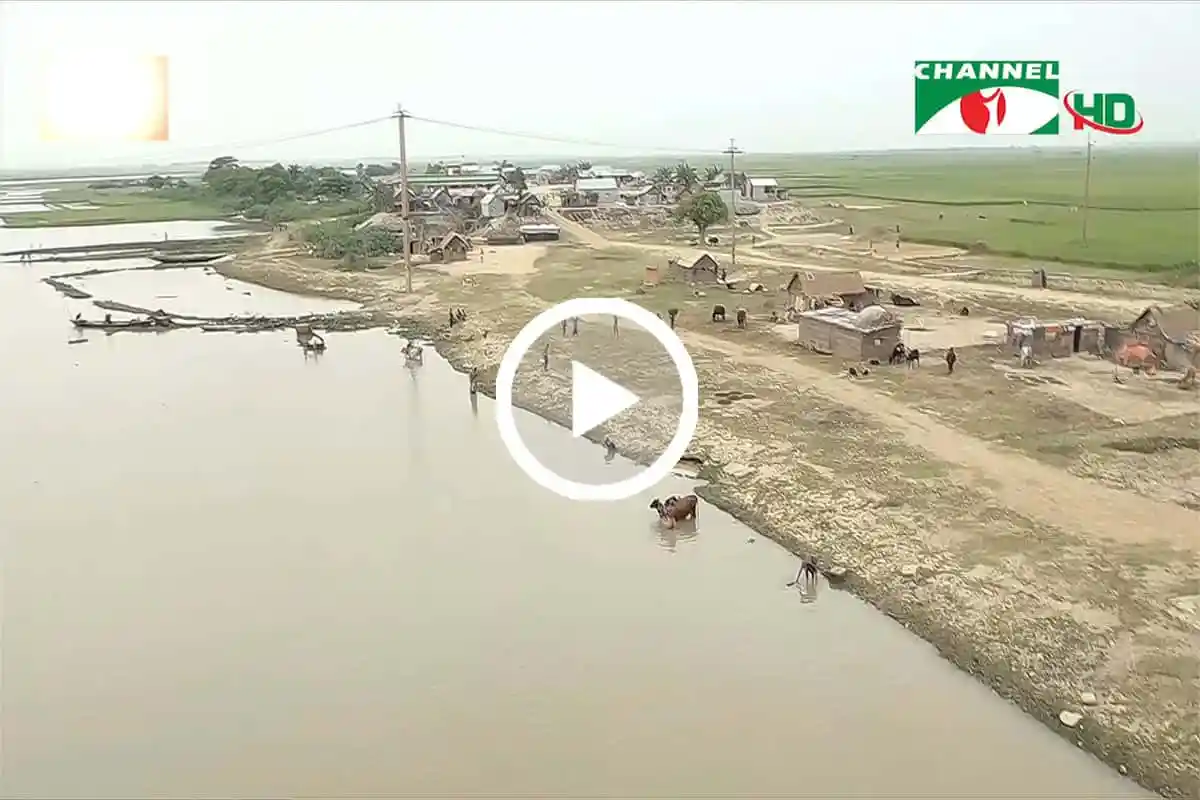 নদীর পাড়ে বসবাসরত কৃষকরা, ডুবন্ত বাঁধের সুফল পাচ্ছেন।. Channel i News - চ্যানেল আই নিউজ