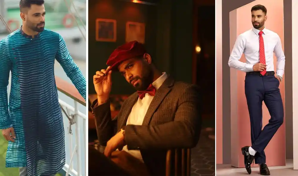 Three men in different stylish outfits in various settings. Channel i News - চ্যানেল আই নিউজ