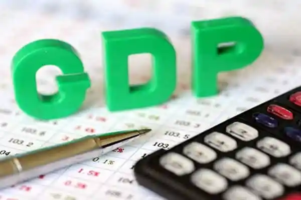 Green 3D GDP letters with financial data and calculator. Channel i News - চ্যানেল আই নিউজ