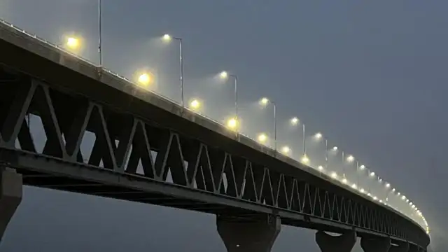 পদ্মা সেতুর দৃশ্য, রাতে আলোকসজ্জা সহ, বাংলাদেশ. Channel i News - চ্যানেল আই নিউজ