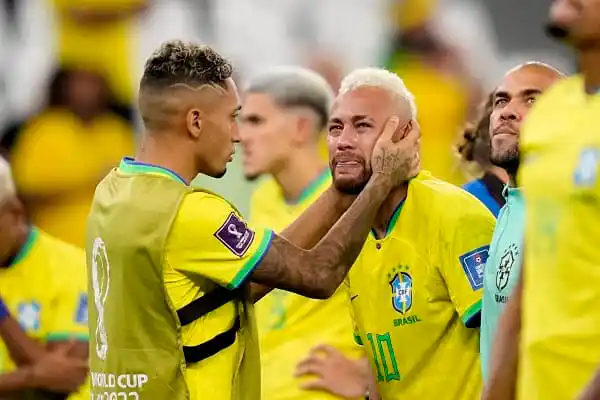 Brazil players emotional moment during a match, celebrating a victory. Channel i News - চ্যানেল আই নিউজ