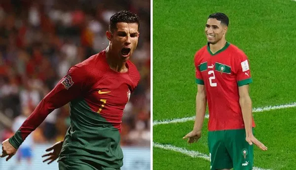 পোর্তুগাল ও মরক্কো দলের খেলোয়াড়রা মাঠে খেলছেন. Channel i News - চ্যানেল আই নিউজ