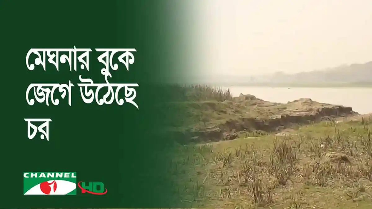 মেঘনার চর ও নদী তীরের প্রাকৃতিক দৃশ্য, নদীর পানি ও গাছপালা. Channel i News - চ্যানেল আই নিউজ