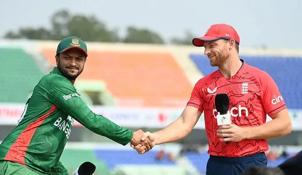 বাংলাদেশ ও ইংল্যান্ড ক্রিকেট দলের খেলোয়াড়রা সাক্ষাৎ করছে. Channel i News - চ্যানেল আই নিউজ