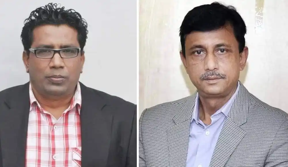 দুই পুরুষের ছবি, একজন কোটিপরা, অন্যজন সাধারণ পোশাক পরা. Channel i News - চ্যানেল আই নিউজ