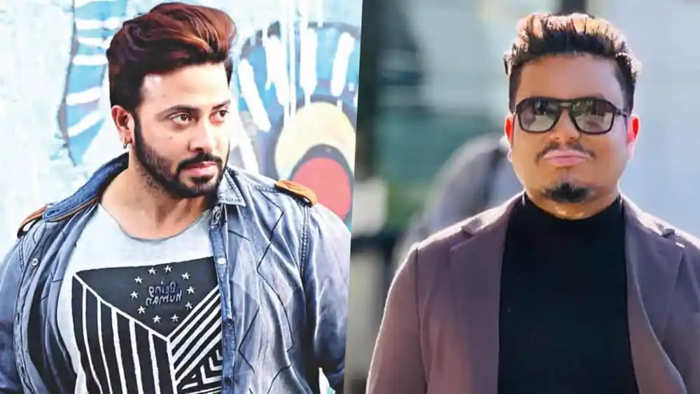 শাকিব খান ও অন্য একজনের ছবি, উভয়ই সানগ্লাস পরেছেন. Channel i News - চ্যানেল আই নিউজ