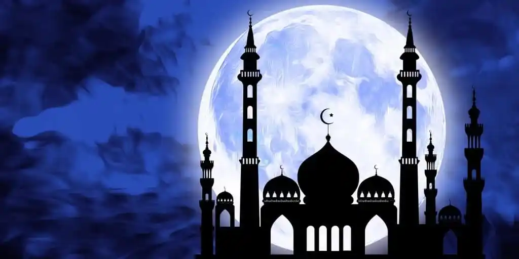 চাঁদ ও মসজিদ silhouette, রজনী লায়লাতুল কদর উপলক্ষে. Channel i News - চ্যানেল আই নিউজ