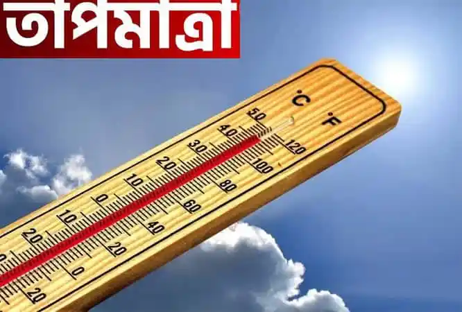 আকাশে সূর্য্য ও তাপমাত্রা সূচক সহ একটি থার্মোমিটার. Channel i News - চ্যানেল আই নিউজ