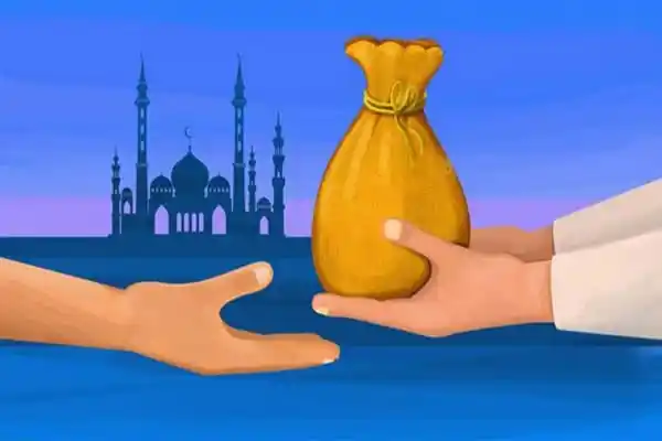 যাকাতের অর্থ বিতরণের জন্য একজনের হাতে অন্যজনের হাতে টাকা দেওয়া হচ্ছে. Channel i News - চ্যানেল আই নিউজ