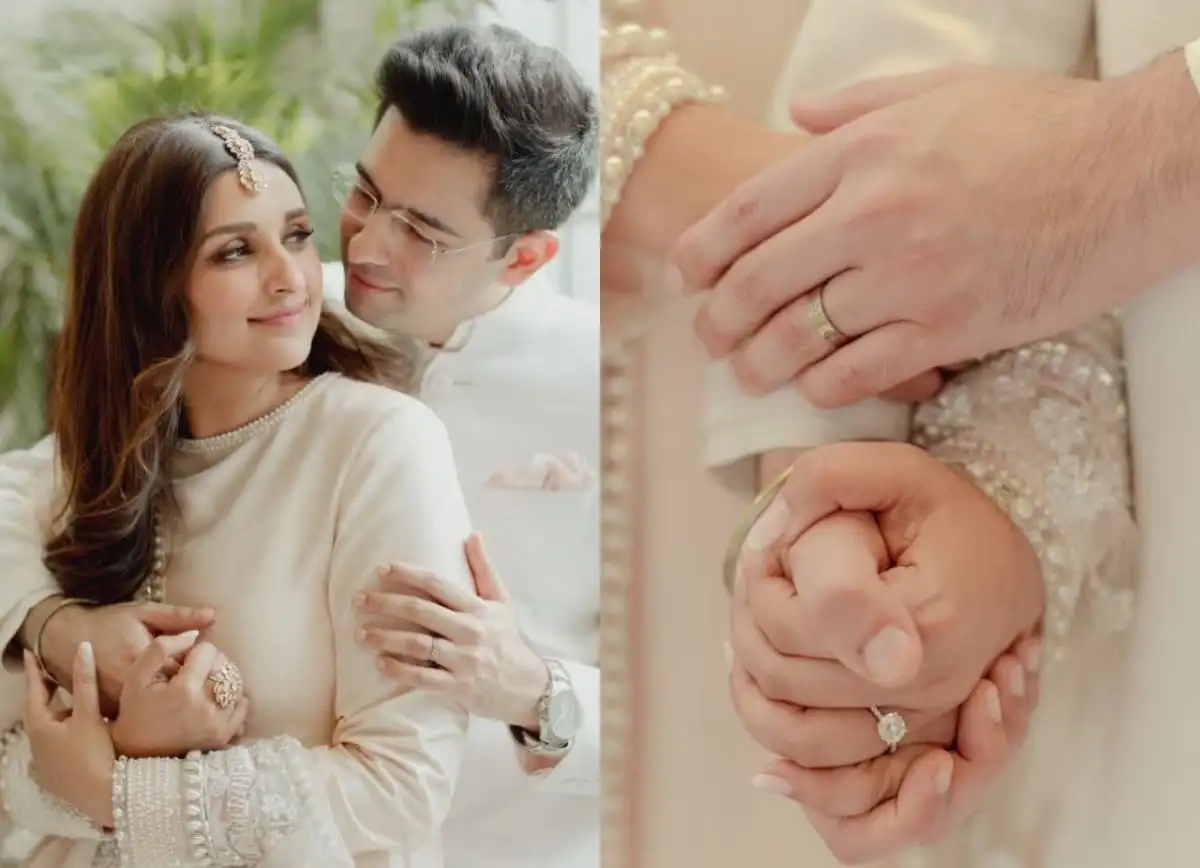 পরিণীতি ও তার স্বামী বাগদান সম্পন্ন, হাতে আংটি পরা. Channel i News - চ্যানেল আই নিউজ