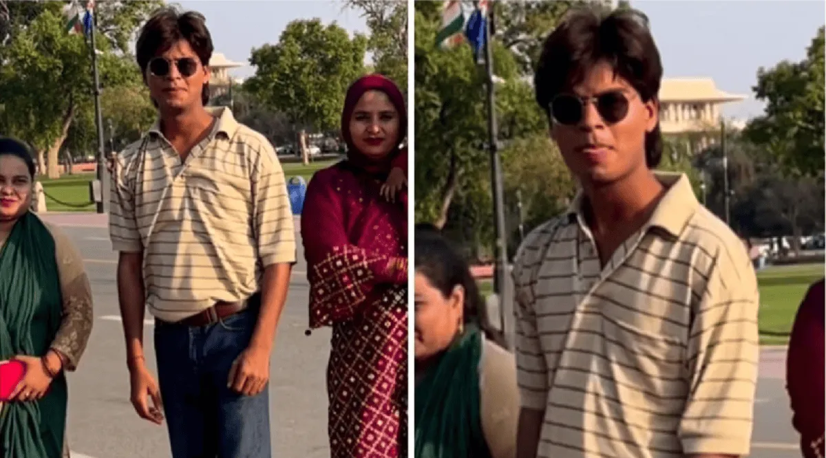 দিল্লির রাস্তায় শাহরুখের মতো দেখতে যুবক, ক্যামেরার দিকে তাকিয়ে।. Channel i News - চ্যানেল আই নিউজ