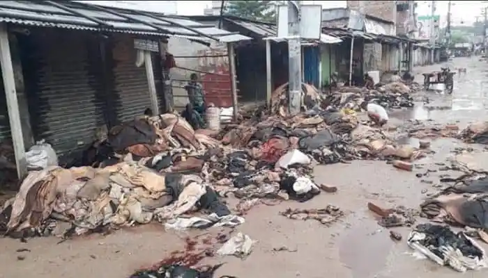 চামড়ার অবশিষ্টাংশ ও আবর্জনা রাস্তার পাশে পড়ে আছে. Channel i News - চ্যানেল আই নিউজ