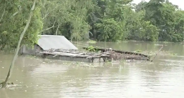 কুড়িগ্রামে ধরলা নদীর পানি বিপৎসীমার উপরে, প্লাবিত এলাকা. Channel i News - চ্যানেল আই নিউজ