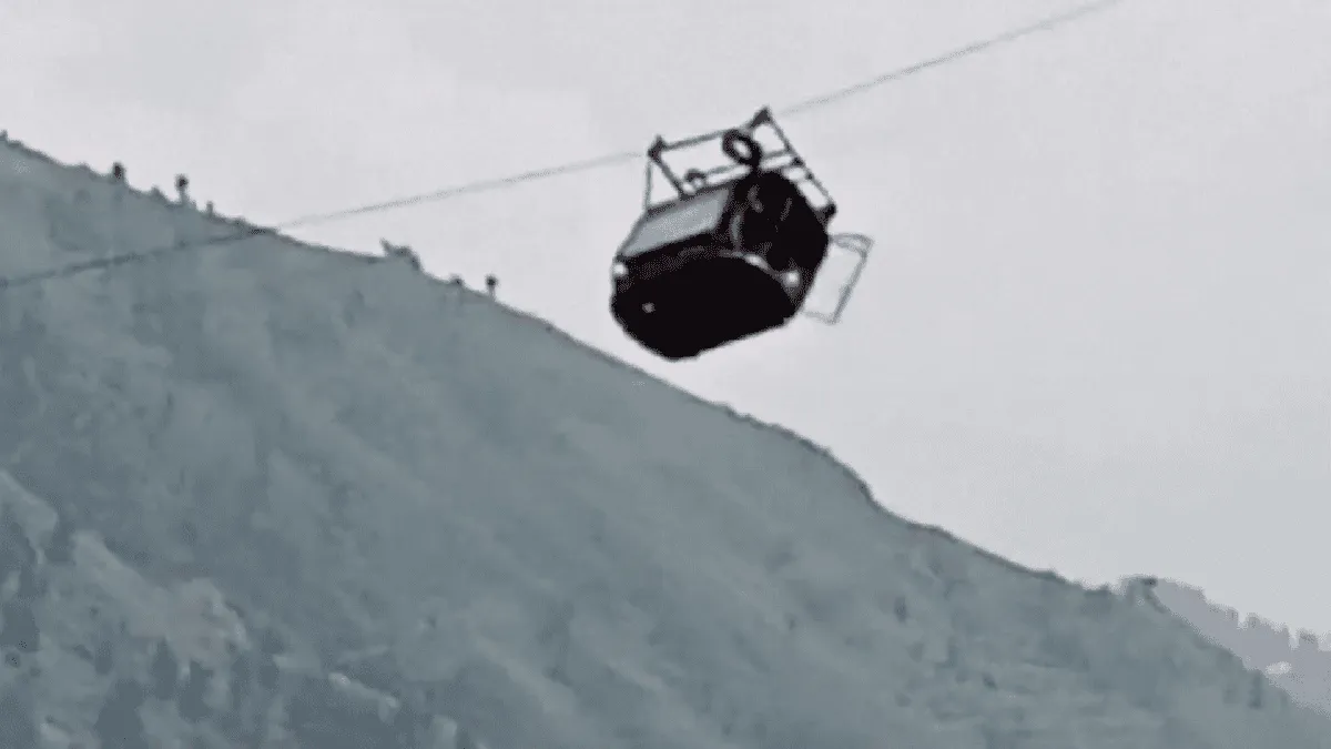 Cable car ascending a mountain slope in a foggy landscape. Channel i News - চ্যানেল আই নিউজ