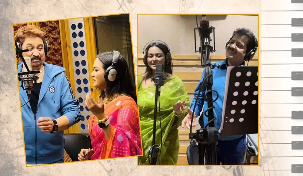 বাংলাদেশের জনপ্রিয় গায়িকা পর্ণা স্টুডিওতে কুমার শানু ও উদিত নারায়ণের সঙ্গে গান গাইছেন. Channel i News - চ্যানেল আই নিউজ