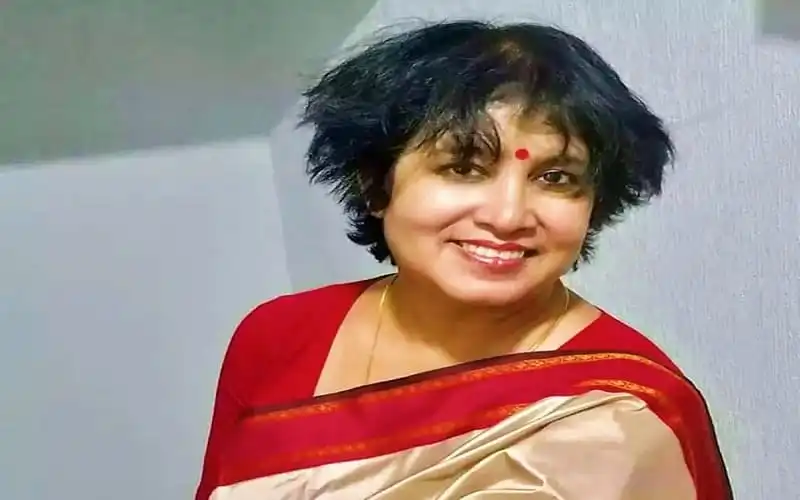 বাংলাদেশি লেখিকা তসলিমা নাসরিনের ছবি, হাসিমুখে দেখা যাচ্ছে. Channel i News - চ্যানেল আই নিউজ