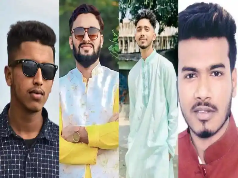 ছাত্রলীগের চার কর্মীর ছবি, সবাই যুবক, বিভিন্ন পোশাক পরা. Channel i News - চ্যানেল আই নিউজ