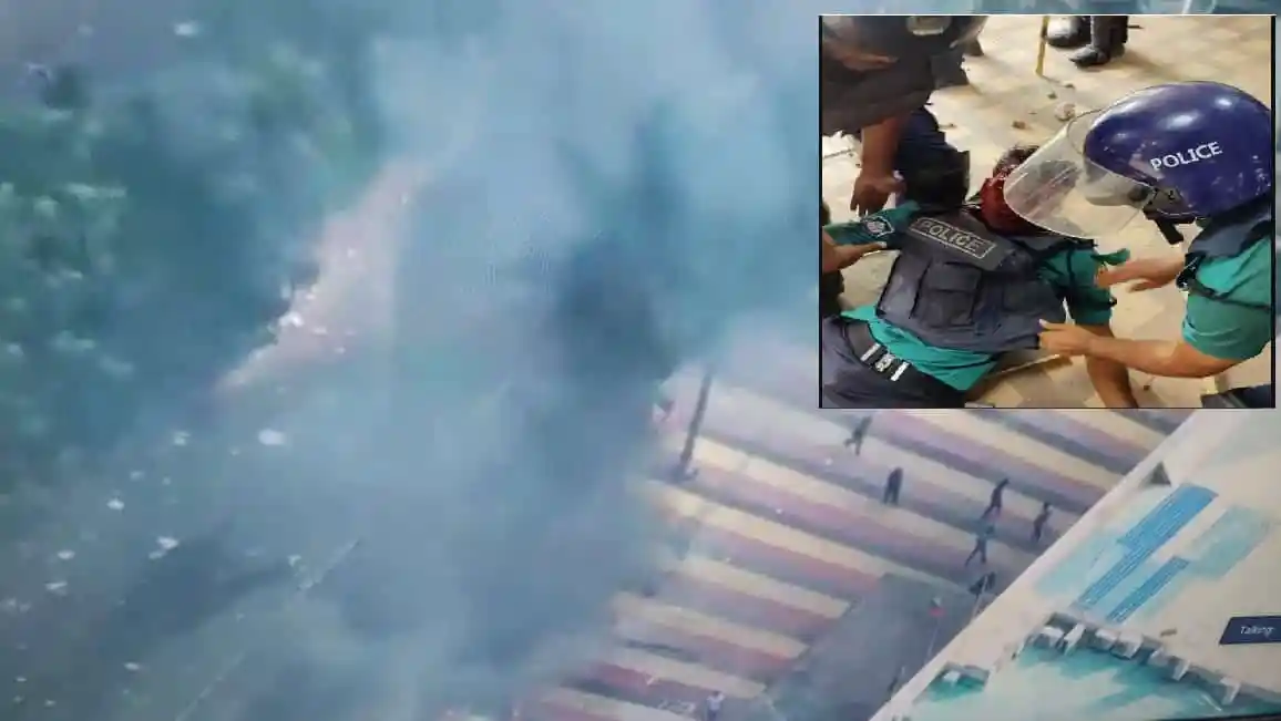 রাজারবাগ পুলিশ হাসপাতালে আগুনে ধোঁয়া ও পুলিশ সদস্যরা. Channel i News - চ্যানেল আই নিউজ