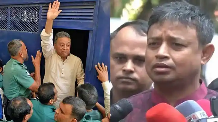 আমীর খসরু সাংবাদিকদের সঙ্গে কথা বলছেন, পুলিশ ও সাংবাদিকরা উপস্থিত. Channel i News - চ্যানেল আই নিউজ